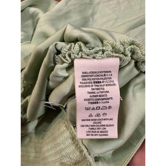 Free People laria Blouse Pleated Adjustable Drawstring Puff Sleeve bright Mint g - Picture 13 of 15